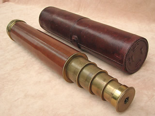Mid 19th century 4 draw marine telescope  by J P Cutts Sutton & Son, Opticians to Her Majesty, Sheffield & London